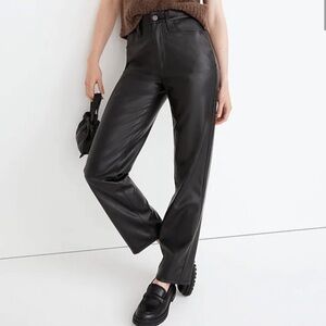 NWT Madewell The Perfect Vintage Straight Jean Black Faux Leather Size 31